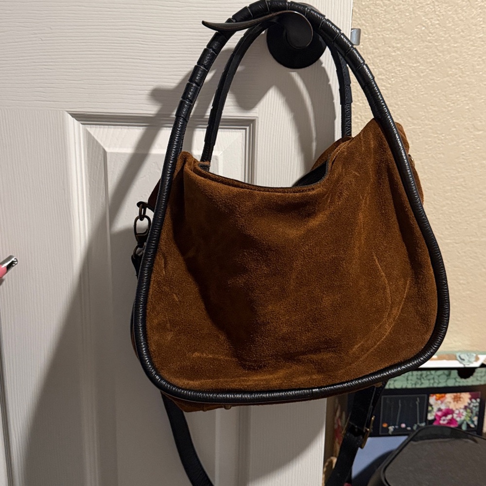 CHEVAL suede leather satchel made in italy